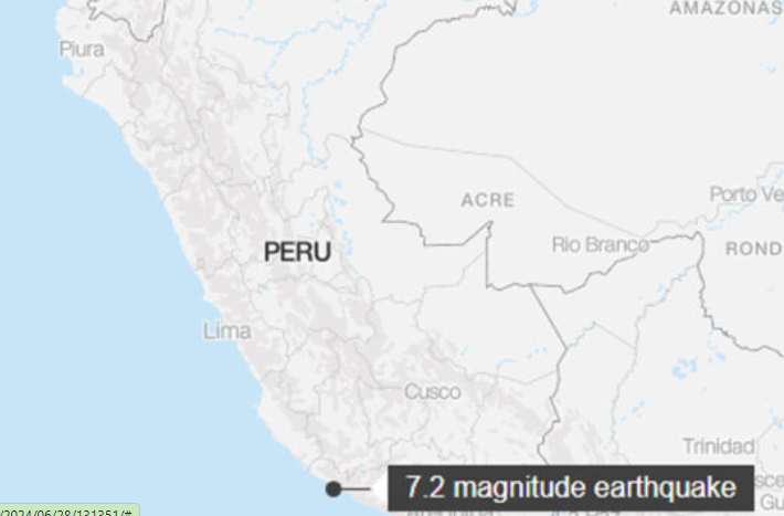 पेरुमा ७.२ म्याग्निच्युडको भूकम्प