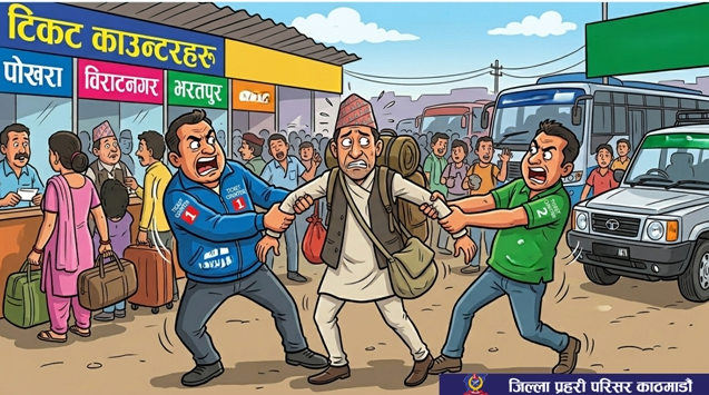 यात्रीलाई अभद्र व्यवहार गर्ने १३ जना नियन्त्रणमा